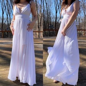 NWT Fame And Partners White Prom Maxi Dress